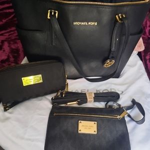 MK 3pc. FINAL PRICE DROP Black Bags & Wallet